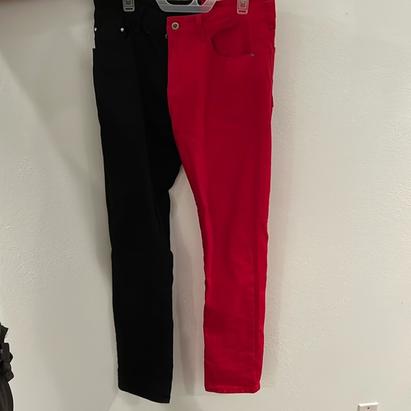 Half red half black pants - Picture 1 of 3